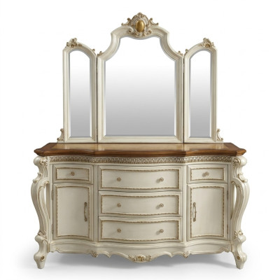 Buffet credenza cassettiera con specchio Lavorazione artigianale Legno vero Stile rococò barocco