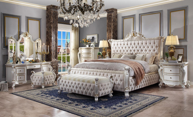 Chesterfield set da camera da letto 3 pezzi. Set letto + 2 comodini stile barocco