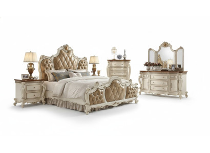 Letto classico Letto matrimoniale Design Letto 2 comodini in legno Letti Nuovi