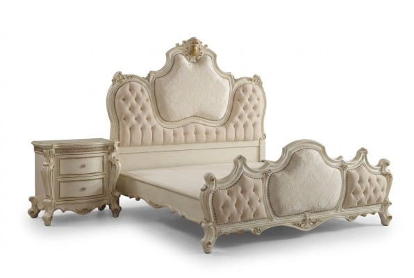 Letto classico in stile barocco Chesterfield rococò in stile hotel, doppio in pelle antica.