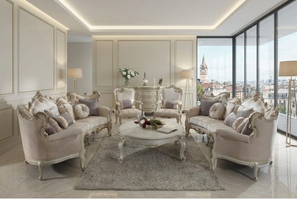 Set di divani classici 4+4+1 posti, divano imbottito da soggiorno