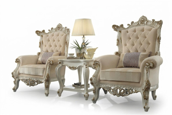 Trono Poltrona Reale Imbottita 1 Posto Stile Antico Sedie Beige Legno Barocco