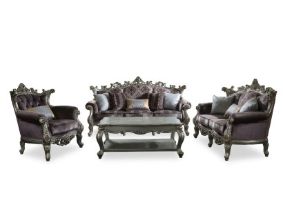 Set di divani 4+1+1 posti con tavolino da caffè 4 pezzi. Divano di design stile barocco.