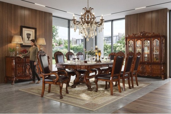 Sala da pranzo Set tavolo 6 sedie con braccioli buffet comò set vetrina