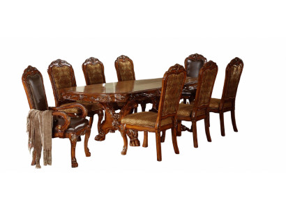 Tavolo da pranzo classico in legno, set da pranzo per la sala da pranzo con 6 sedie.