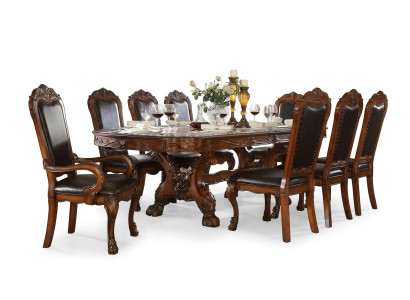 Mobili Tavolo 6x Set di sedie Sala da pranzo in legno completo Barocco Rococò
