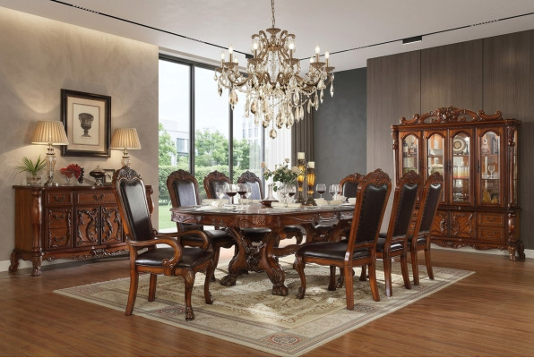 Tavolo da pranzo reale + 8 sedie Set completo da pranzo Tavolo Sedia 9 pezzi.
