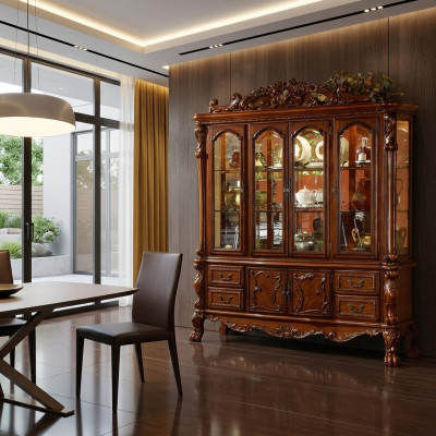Vetrina decorativa Armadio Vetrine Armadi Soggiorno Barocco Design di visualizzazione
