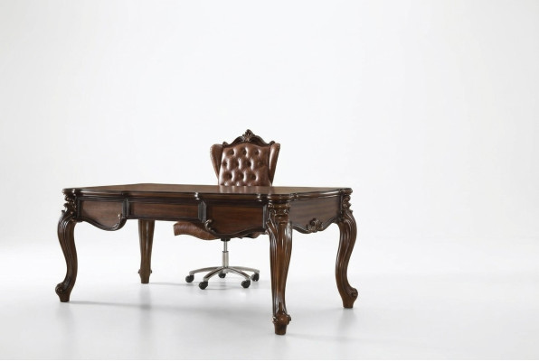 Set da ufficio scrivania sedia direzionale completo stile Rokoko Barocco 2 pezzi