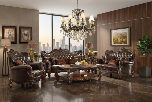 Sofà Chesterfield di lusso set da 3+2+1 posti + tavolino da salotto Mobili Divano