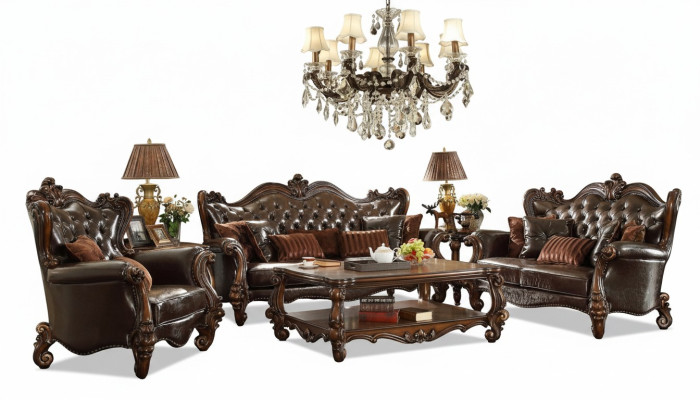 Sofà Chesterfield di lusso set da 3+2+1 posti + tavolino da salotto Mobili Divano