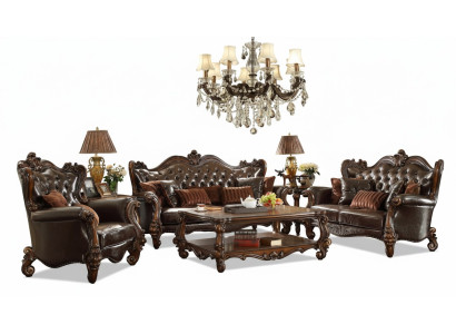 Sofà Chesterfield di lusso set da 3+2+1 posti + tavolino da salotto Mobili Divano