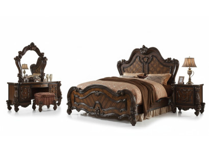 Camera da letto comodini set letto 5 pezzi. Stile barocco antico in legno.