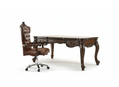 Sedia da ufficio sedia poltrona classica sedia da scrivania in pelle e legno stile barocco.