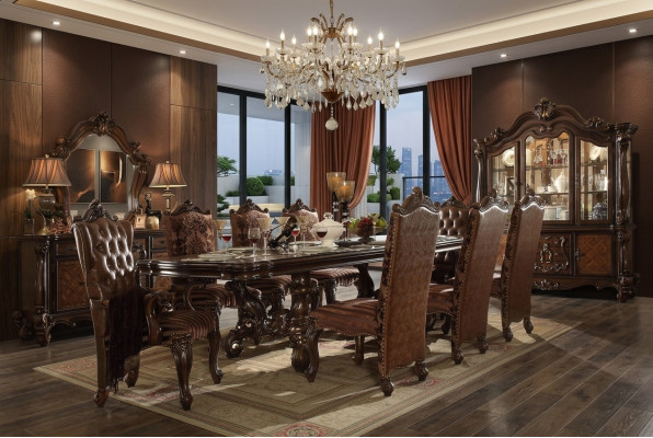 Set completo classico Tavolo da pranzo + x6 sedie Chesterfield Set da pranzo