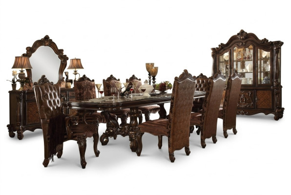 Set completo classico Tavolo da pranzo + x6 sedie Chesterfield Set da pranzo