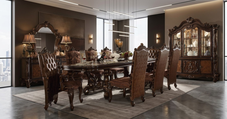 Tavolo da pranzo classico in legno con set da pranzo per sala da pranzo 8 sedie, set da designer