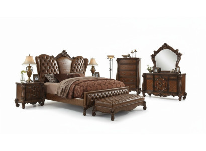 Set completo per la camera da letto con design, 6 pezzi. Letto e comodino inclusi nella decorazione della camera da letto.