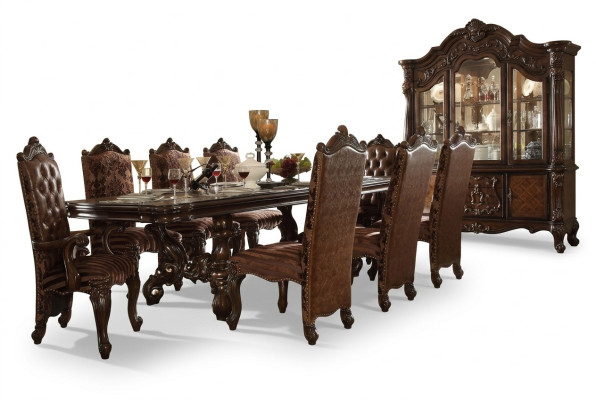 Classiche sedie Chesterfield marroni designer x6 Set di sedie in pelle gruppo di 6 pezzi.
