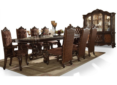 Classico set di 8 sedie in pelle Chesterfield marrone.