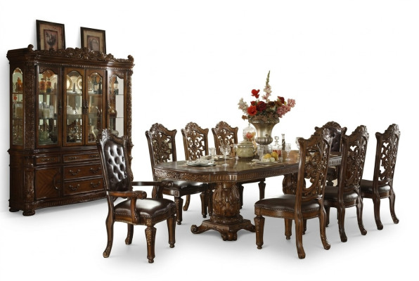 Sala da pranzo Set completo Tavolo Credenza 8 sedie Vetrina Arredamento barocco
