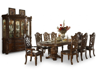 Sala da pranzo Set completo Tavolo Credenza 8 sedie Vetrina Arredamento barocco