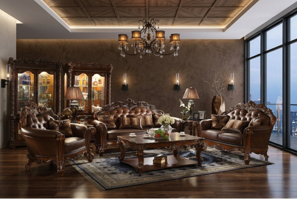 Classico set 3+2+1+1 composto da divani in pelle sofa.