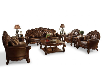 Divano in pelle Set salotto Composizione Divano Gruppo Chesterfield Divano Barocco