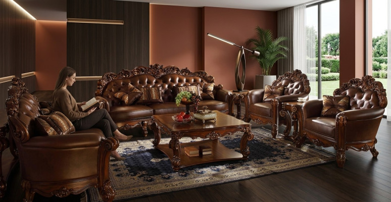Sofà 3+4 posti, set di divani di design in pelle Chesterfield 2 pezzi.