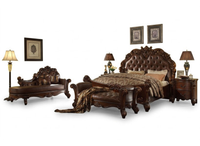 Camera da letto Letto in pelle Comodini 5 pezzi Set completo Letti Legno