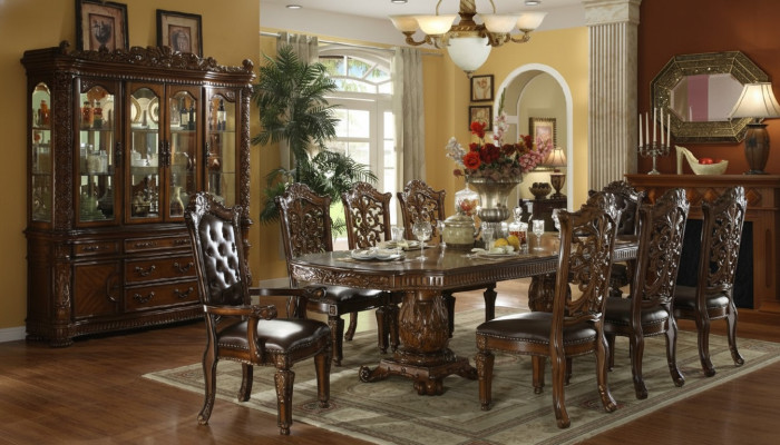 Sala da pranzo set Barocco Rococò tavolo e 8 sedie Chesterfield 9 pezzi.