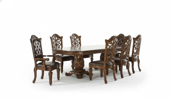 Sala da pranzo set Barocco Rococò tavolo e 8 sedie Chesterfield 9 pezzi.