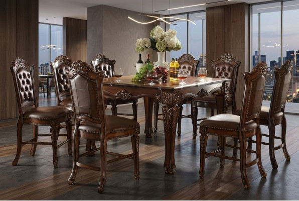 Mobili da sala da pranzo di design Tavolo rettangolare in legno x8 sedie Set da 9 pezzi