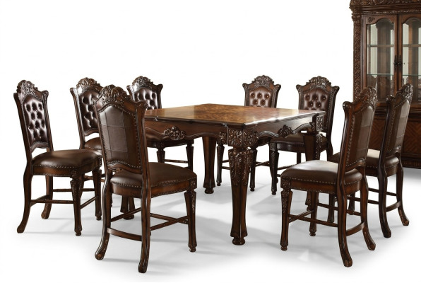 Mobili da sala da pranzo di design Tavolo rettangolare in legno x8 sedie Set da 9 pezzi