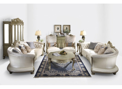 Set completo di divani 4 + 4 posti + tavolino da salotto design soggiorno.