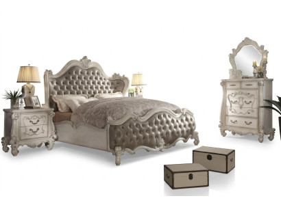 Set classico da camera da letto Letto Comodino Comò Specchio 5 pezzi.