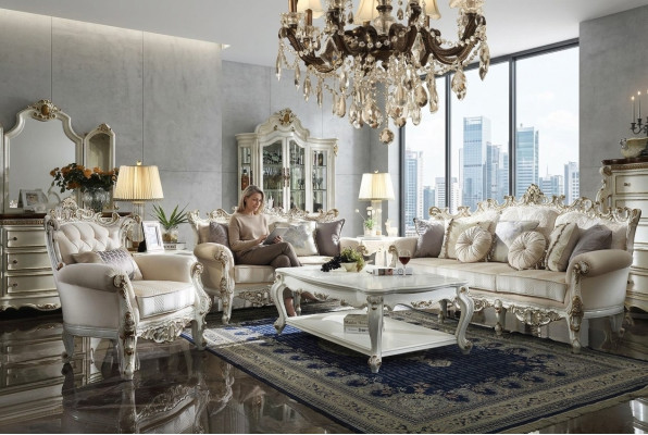 Sofà Chesterfield di lusso con set di divani 3+2+1 posti con tavolino da divano assortito