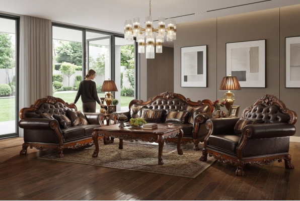 Set di divani Chesterfield di lusso 3+2+1 posti con tavolino da caffè mobili divano nuovo.