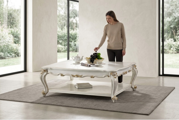 Tavolino di lusso in legno vero per soggiorno con tavolini decorativi e da salotto.
