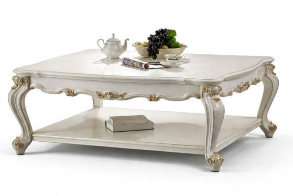 Tavolino di lusso in legno vero per soggiorno con tavolini decorativi e da salotto.