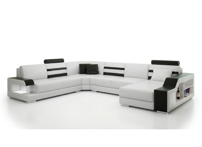 Divano ad angolo Divano Divano Imbottito Salotto Divano ad angolo in pelle Design a forma di U