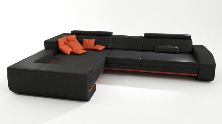 Divano a L in pelle, divano, soggiorno, set di sofà, design divano angolare.