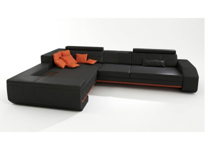 Divano a L in pelle, divano, soggiorno, set di sofà, design divano angolare.