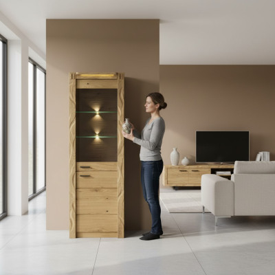 Comò Vetrina Comò Vetrine Armadi in vetro Design Armadio Mensole Scaffale Nuovo