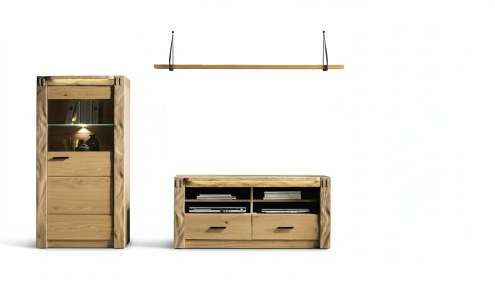 Soggiorno parete mobile vetrina cassettiera scaffale set 3 pezzi librerie armadi