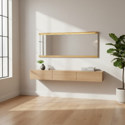 Specchio specchio da parete designer corridoio soggiorno bagno legno vetro design 151x70cm xxl