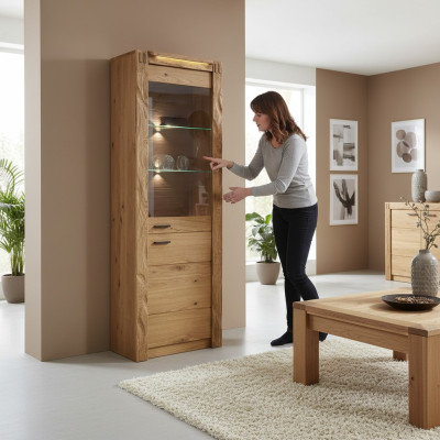 Comò Vetrina Comò Vetrine Armadio portaoggetti in vetro Design armadio in legno Nuovo