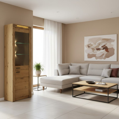 Comò Vetrina Comò Vetrine Armadio portaoggetti in vetro Design armadio in legno Nuovo