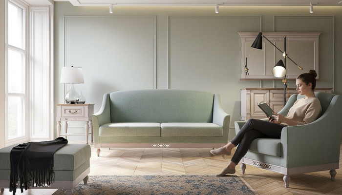 Sofa set divano divano imbottito set set 311 pouf 4 pezzi set.