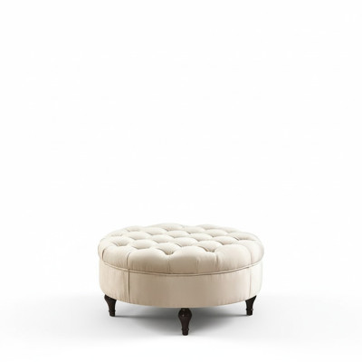 Pouf rotondo Chesterfield imbottito Pouf poggiapiedi Ottomana Divano rotondo Nuovo da appoggio